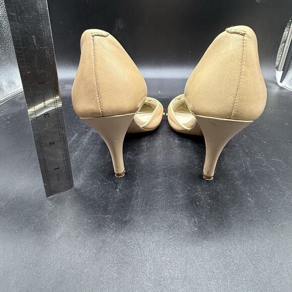 ALDO Pointed Toe Beige Pump Heel Womens Size 6.5 Gold Trim - Picture 6 of 10